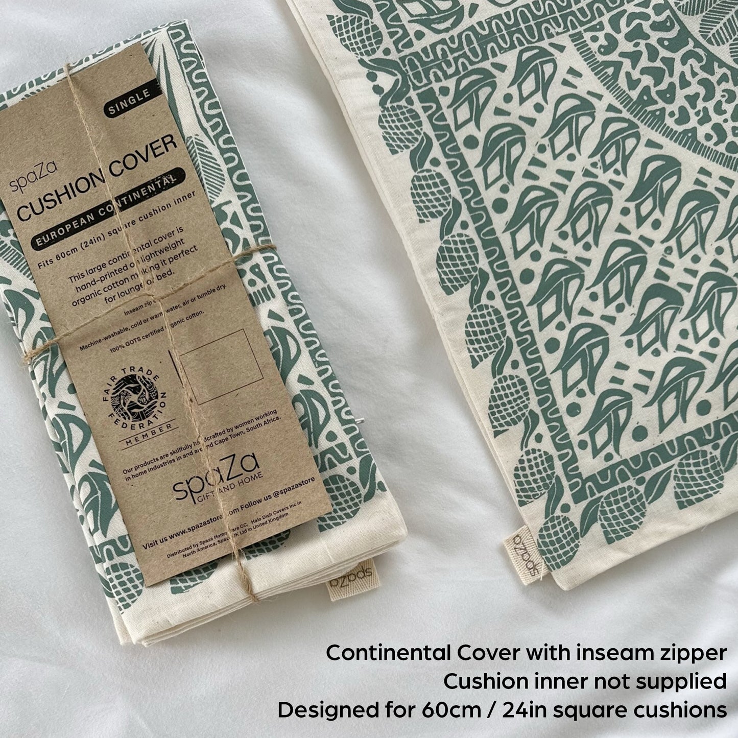 Cushion Cover 24" 60cm square | organic cotton gold, teal, grey