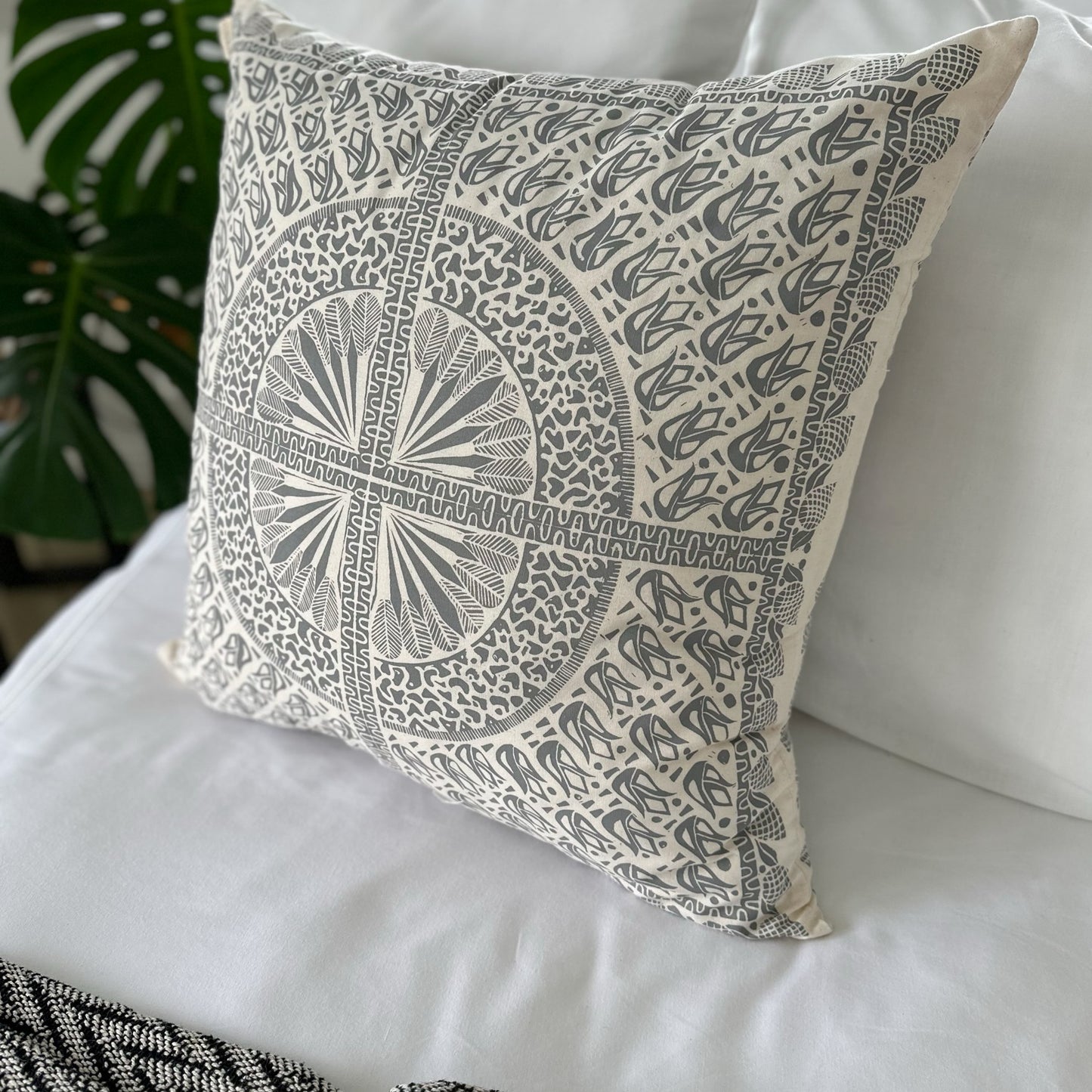 Cushion Cover 24" 60cm square | organic cotton gold, teal, grey
