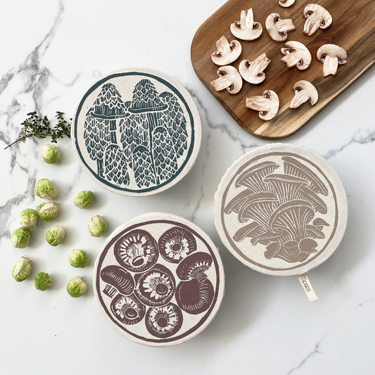 Bowl Covers Set of 3 Extra Small | Mushroom Print