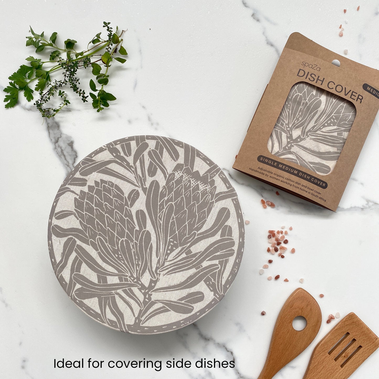 Dish and Bowl Cover Medium | Protea Print Fossil