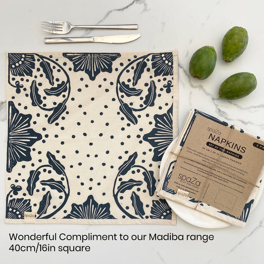 Cotton Table Napkins Red, Navy, Gold | Madiba Print