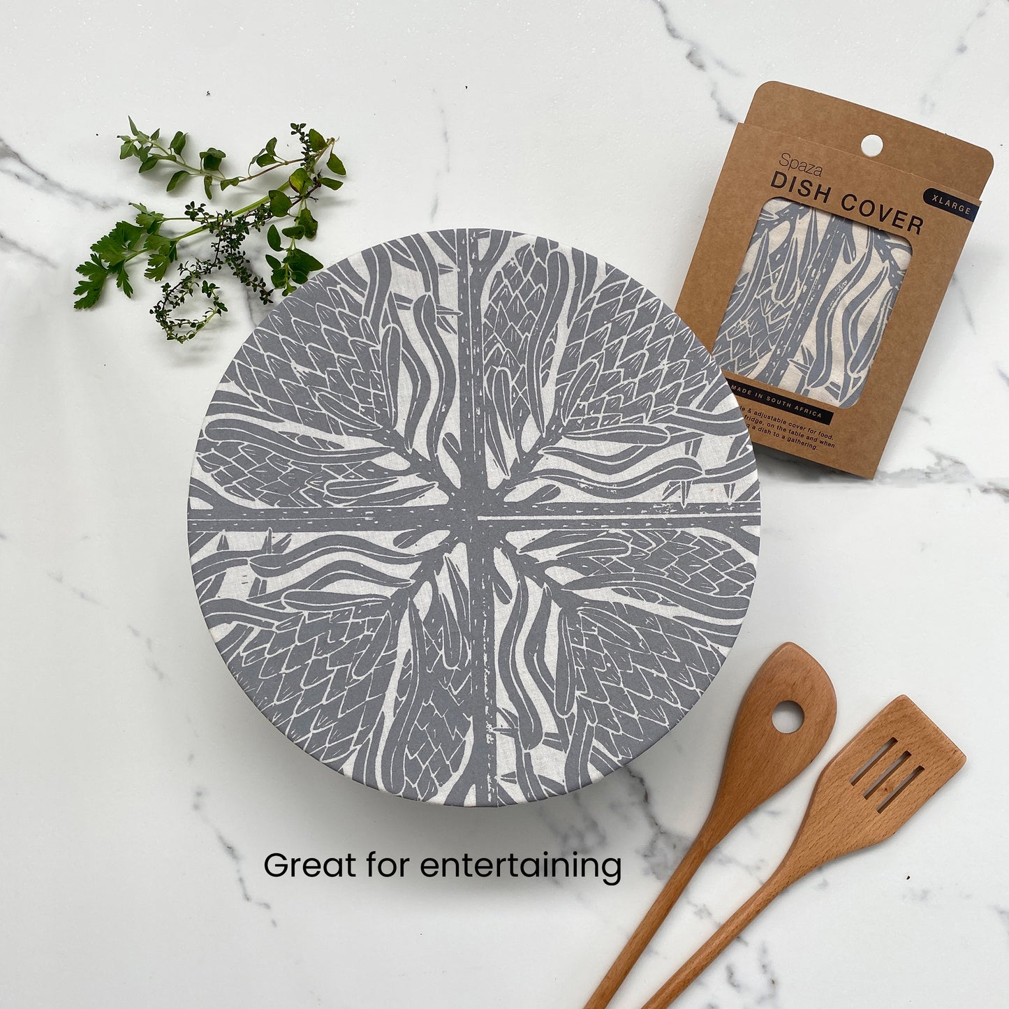 Dish and Bowl Cover Extra Large Protea Print | cover large servers and bowls while entertaining