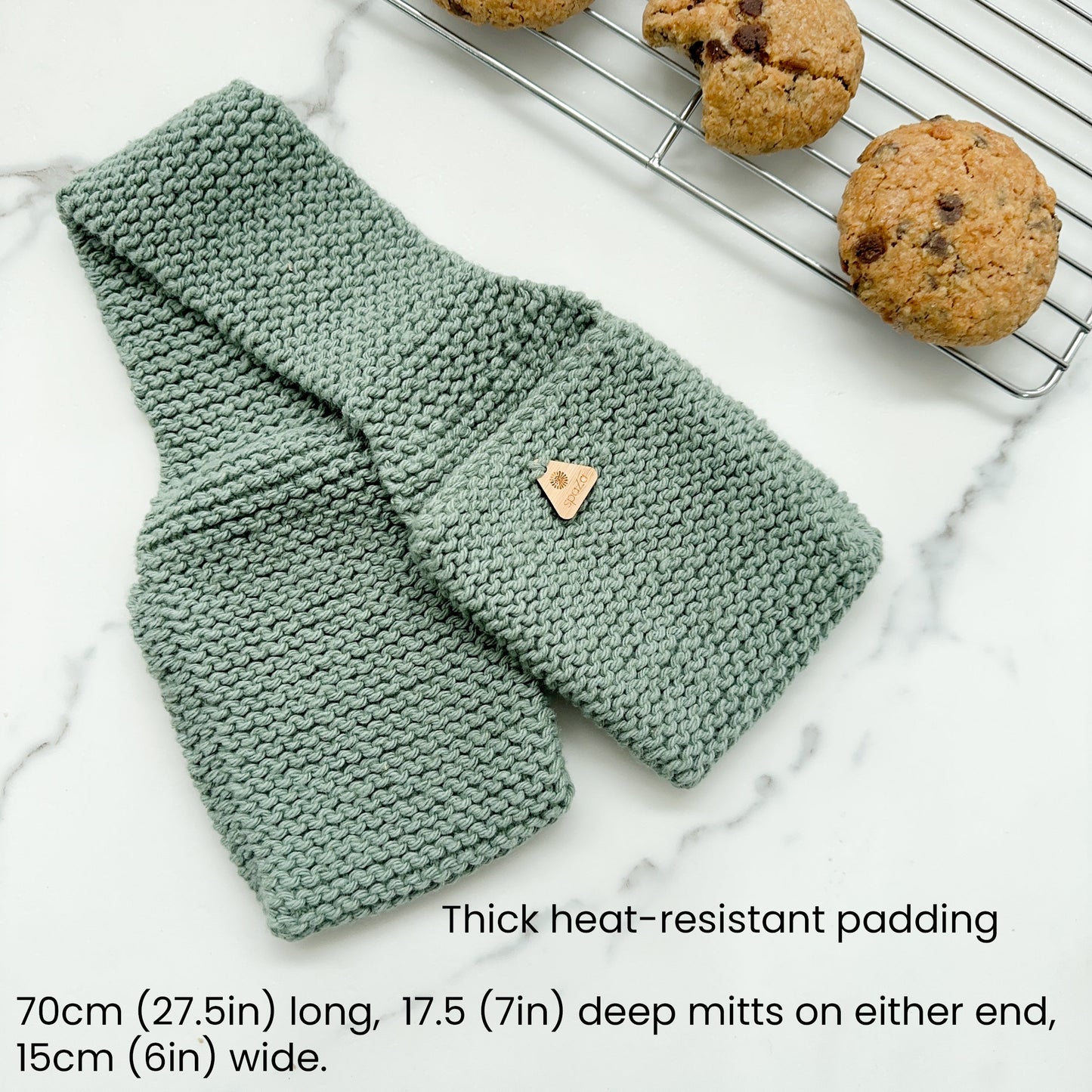 Double Oven Mitts, hand knit cotton, eco-friendly, fair trade amazing heat resistance.