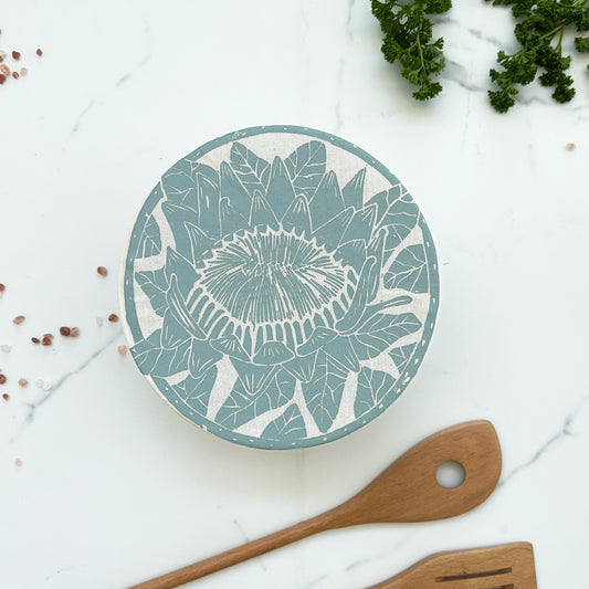 Dish and Bowl Cover Small Protea Print | handy single portion or leftover