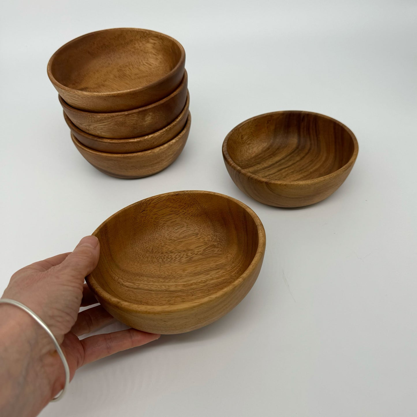 Handcrafted Acacia Wooden 6" Bowls lightweight, shatterproof alternative