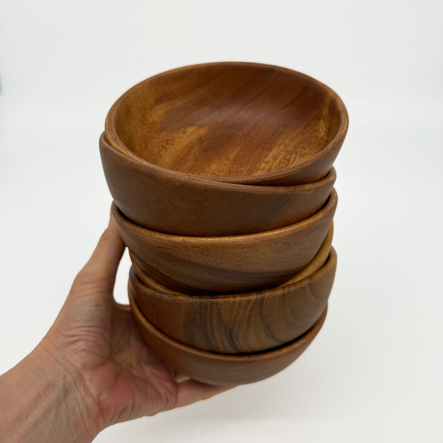 Handcrafted Acacia Wooden 6" Bowls lightweight, shatterproof alternative