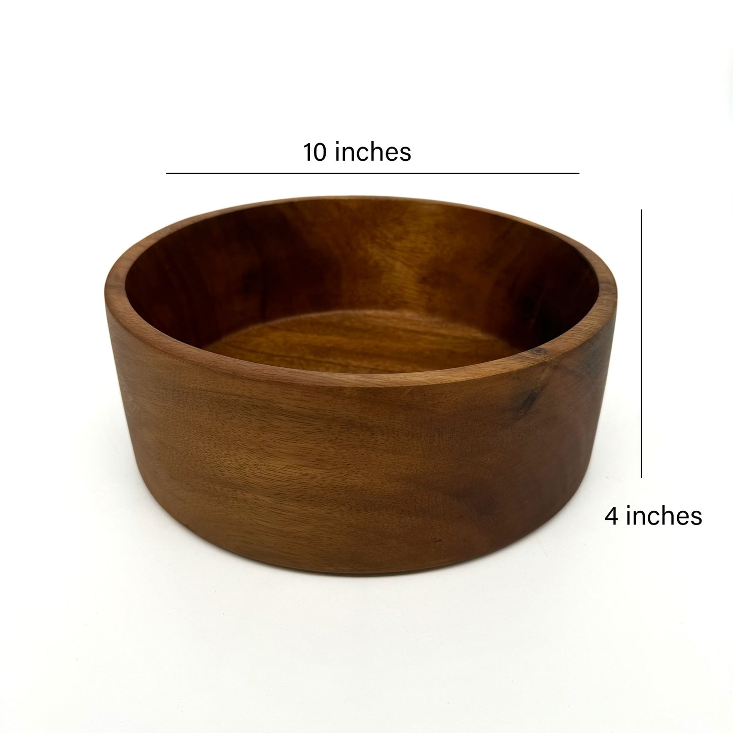 Wooden 10" Salad or Fruit Bowl with Straight Sides handmade in Calgary AB