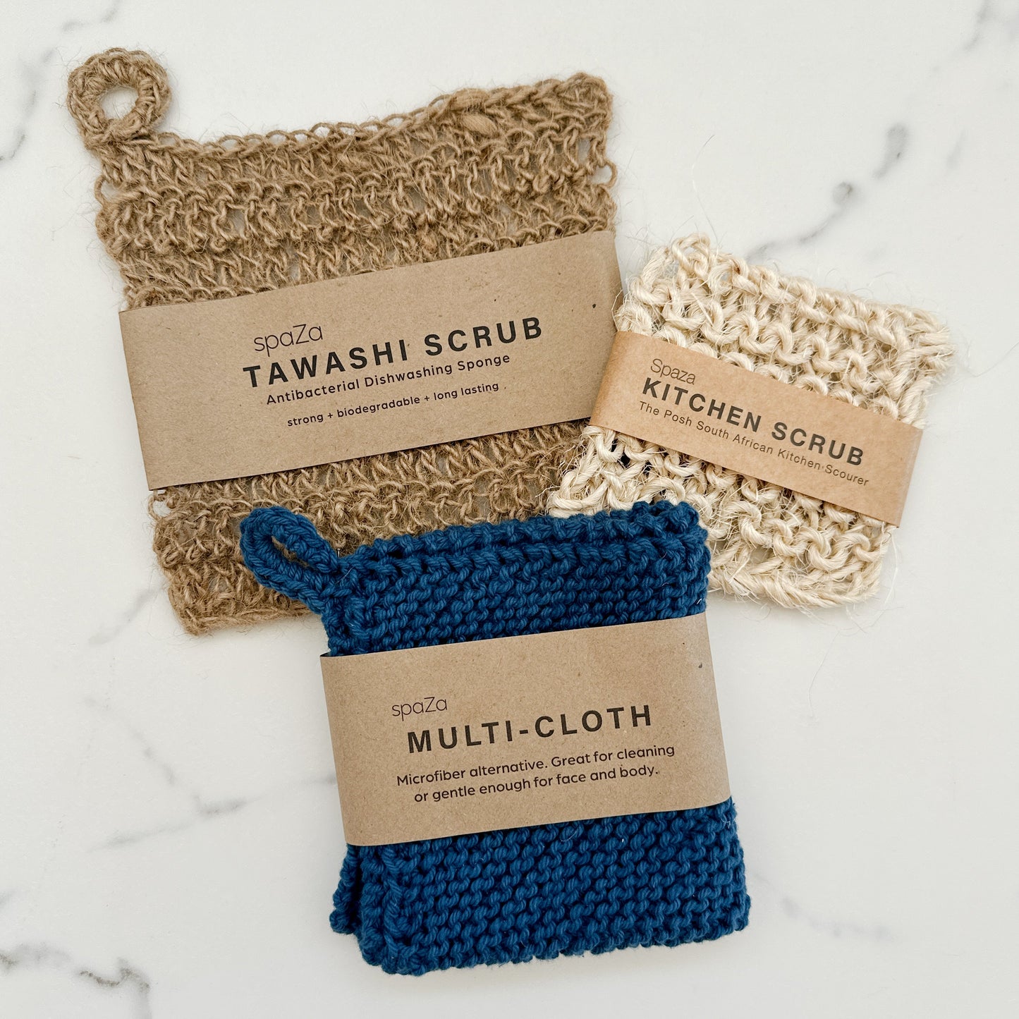 Washing Up Set eco-friendly cotton cloth, jute tawashi, and sisal scrub