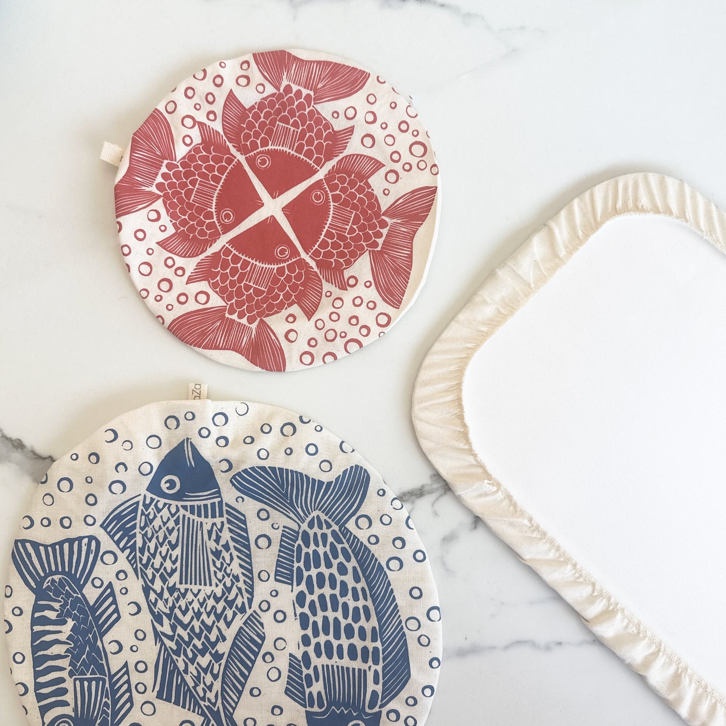 Dish Cover Set of 3 with rectangle and 2 rounds | Fish Print