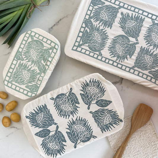 Dish Cover Rectangle Set of 3 | Protea Print