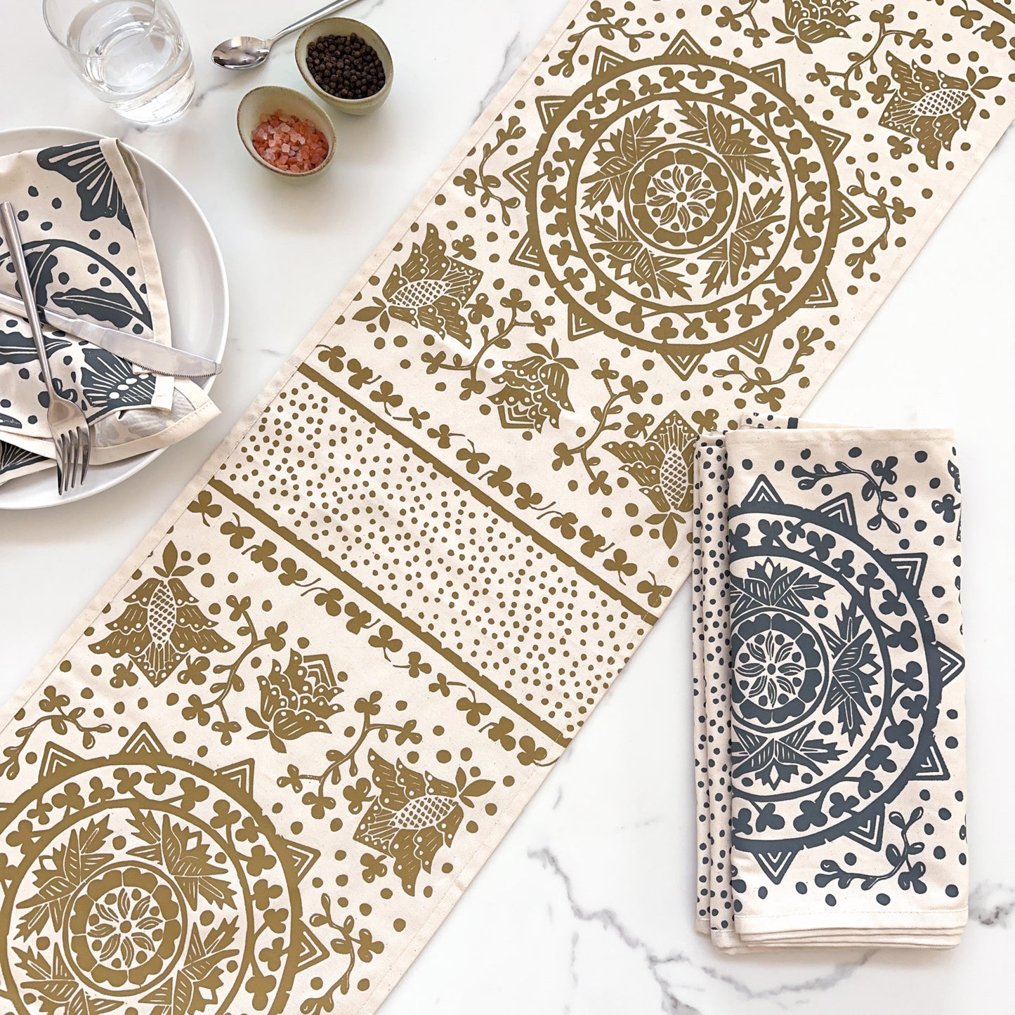 Table Runner Navy Gold | Madiba Print