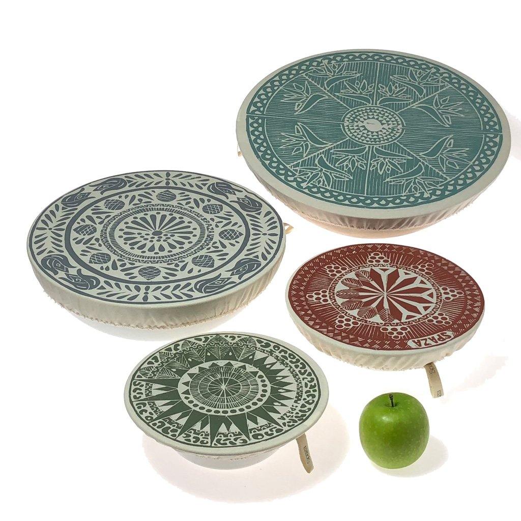 Dish and Bowl Cover Set of 4 Safari Print : 4 sizes cloth bowl cover starter pack - spaza.store.com