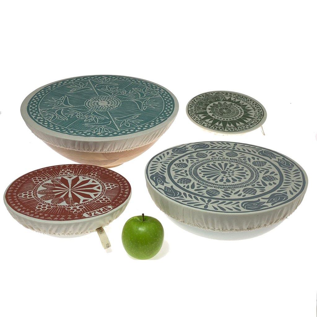 Dish and Bowl Cover Set of 4 Safari Print : 4 sizes cloth bowl cover starter pack - spaza.store.com