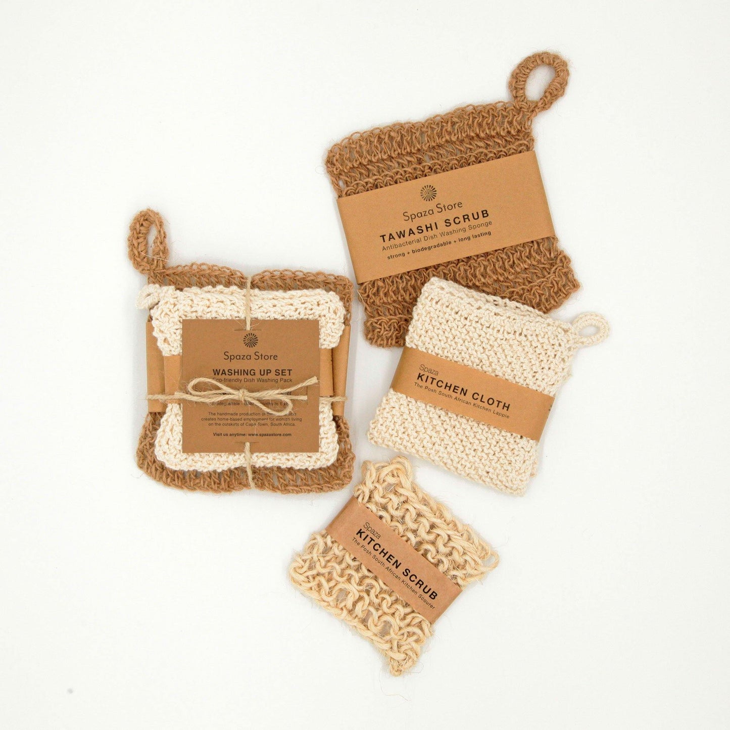 Washing Up Set : eco-friendly dishwashing cloth, tawashi and kitchen scrub - spaza.store.com